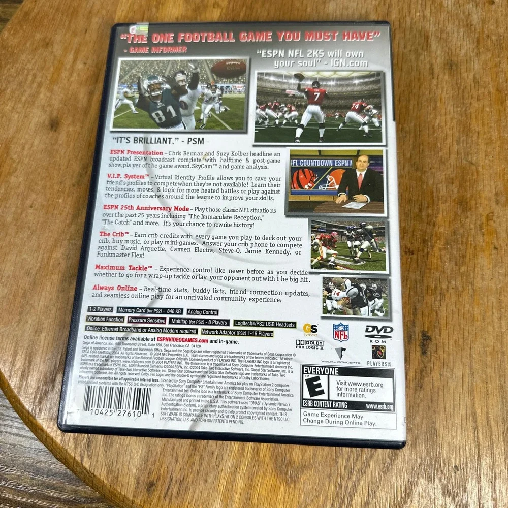 ESPN NFL 2K5 Sony PlayStation 2 PS2 Game Complete CIB SEGA Sports Football 2004